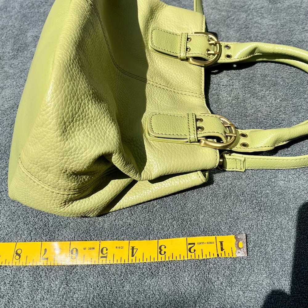 Spring green Croft and Barrow leather bag, satchel style with removable strap - Picture 6 of 8